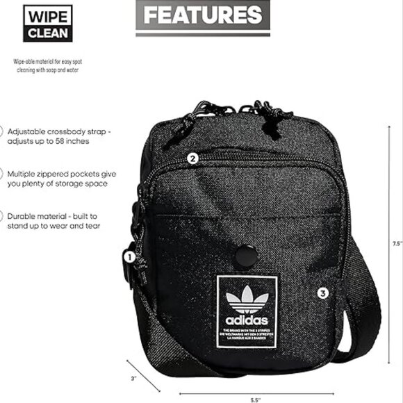 adidas Originals Utility Festival 3.0 Crossbody Bag BLK OS🆕⌚📦🏃💨🚚